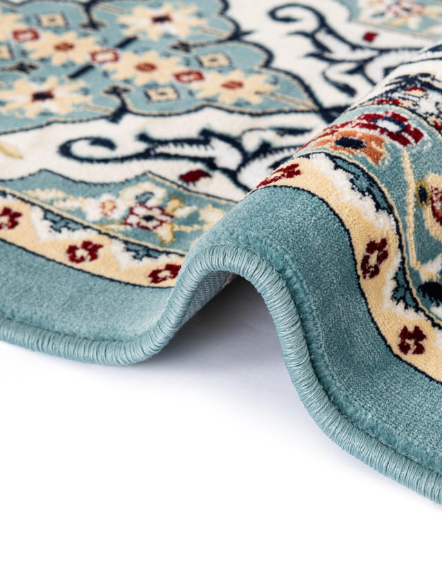 Blue 5' 3 x 5' 3 Narenj Round Area Rug 85% Polypropylene & 15% Polyester Traditional Classic Carpet for Living, Dining, Bedrooms, Office for Sale at Rug Engine