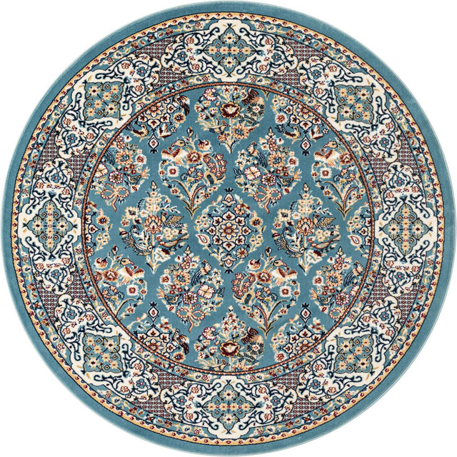 Blue 5' 3 x 5' 3 Narenj Round Area Rug 85% Polypropylene & 15% Polyester Traditional Classic Carpet for Living, Dining, Bedrooms, Office for Sale at Rug Engine