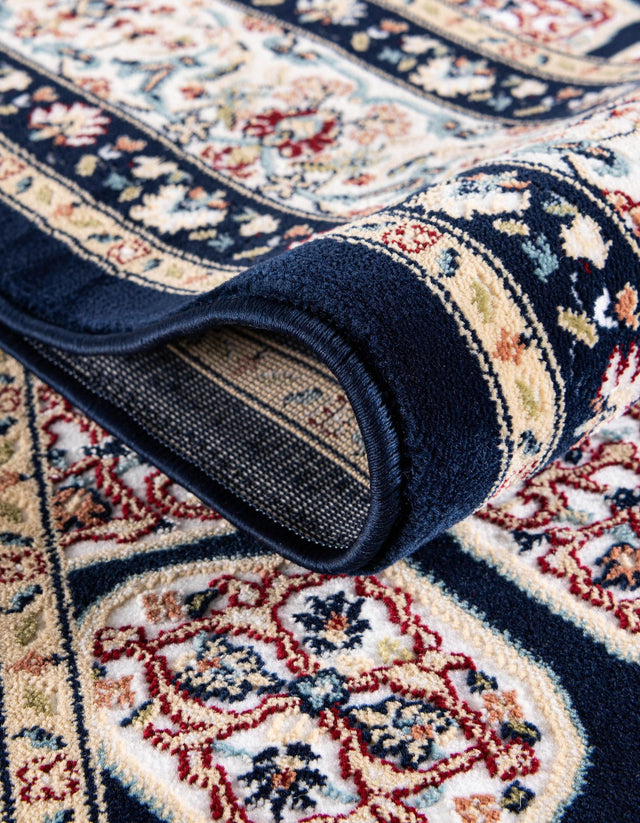 Navy Blue 5' 3 x 5' 3 Narenj Round Area Rug 85% Polypropylene & 15% Polyester Traditional Classic Carpet for Living, Dining, Bedrooms, Office for Sale at Rug Engine