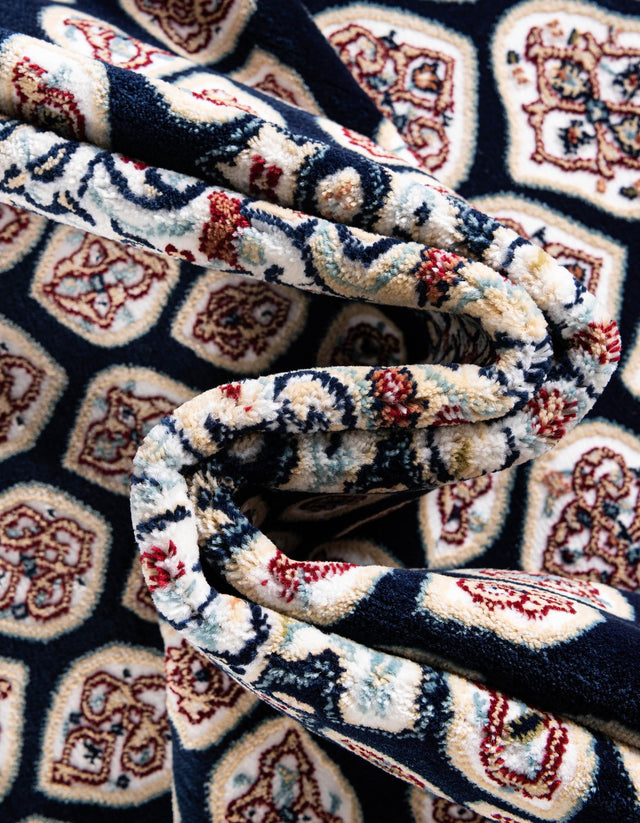 Navy Blue 5' 3 x 5' 3 Narenj Round Area Rug 85% Polypropylene & 15% Polyester Traditional Classic Carpet for Living, Dining, Bedrooms, Office for Sale at Rug Engine