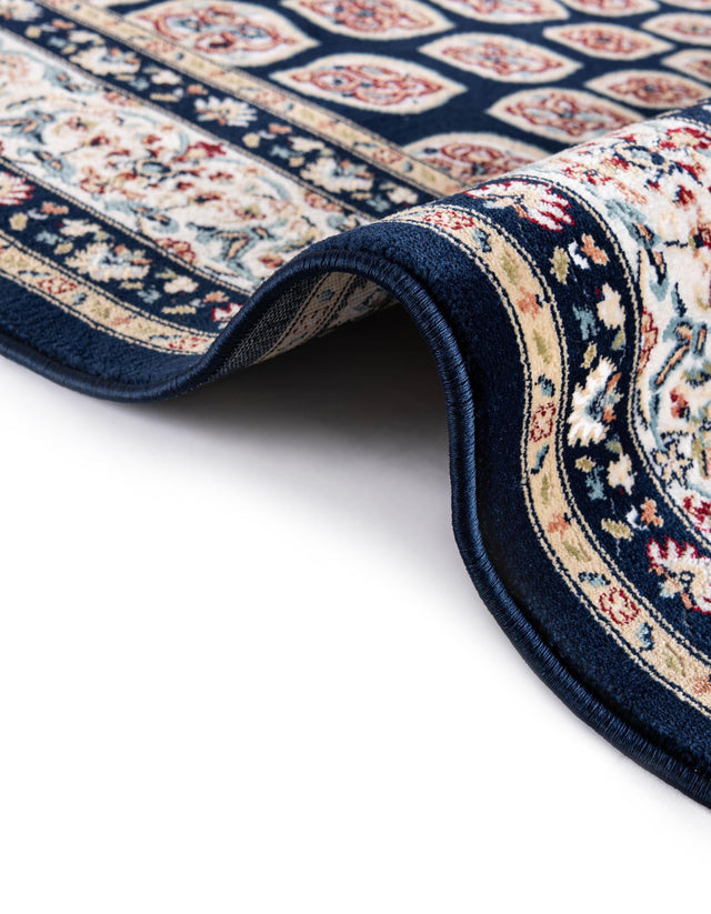 Navy Blue 5' 3 x 5' 3 Narenj Round Area Rug 85% Polypropylene & 15% Polyester Traditional Classic Carpet for Living, Dining, Bedrooms, Office for Sale at Rug Engine