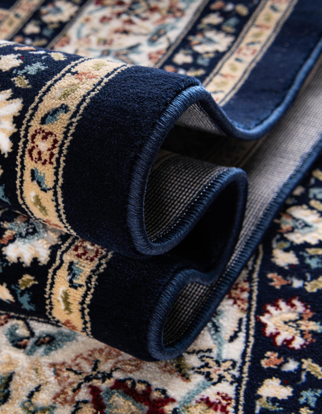 Navy Blue 5' 3 x 5' 3 Narenj Round Area Rug 85% Polypropylene & 15% Polyester Traditional Classic Carpet for Living, Dining, Bedrooms, Office for Sale at Rug Engine