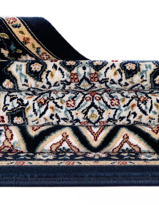 Navy Blue 5' 3 x 5' 3 Narenj Round Area Rug 85% Polypropylene & 15% Polyester Traditional Classic Carpet for Living, Dining, Bedrooms, Office for Sale at Rug Engine