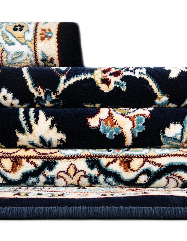 Navy Blue 5' 3 x 5' 3 Narenj Round Area Rug 85% Polypropylene & 15% Polyester Traditional Classic Carpet for Living, Dining, Bedrooms, Office for Sale at Rug Engine