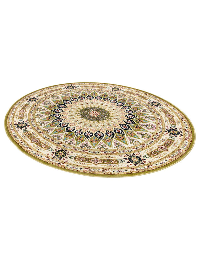 Green 5' 3 x 5' 3 Narenj Round Area Rug 85% Polypropylene & 15% Polyester Traditional Classic Carpet for Living, Dining, Bedrooms, Office for Sale at Rug Engine