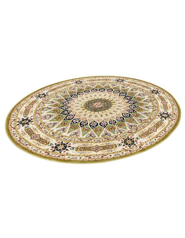 Green 5' 3 x 5' 3 Narenj Round Area Rug 85% Polypropylene & 15% Polyester Traditional Classic Carpet for Living, Dining, Bedrooms, Office for Sale at Rug Engine