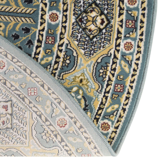 Blue 5' 1 x 5' 1 Narenj Round Area Rug 85% Polypropylene & 15% Polyester Traditional Classic Carpet for Living, Dining, Bedrooms, Office for Sale at Rug Engine