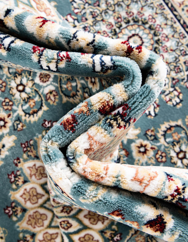 Blue 5' 3 x 5' 3 Narenj Round Area Rug 85% Polypropylene & 15% Polyester Traditional Classic Carpet for Living, Dining, Bedrooms, Office for Sale at Rug Engine