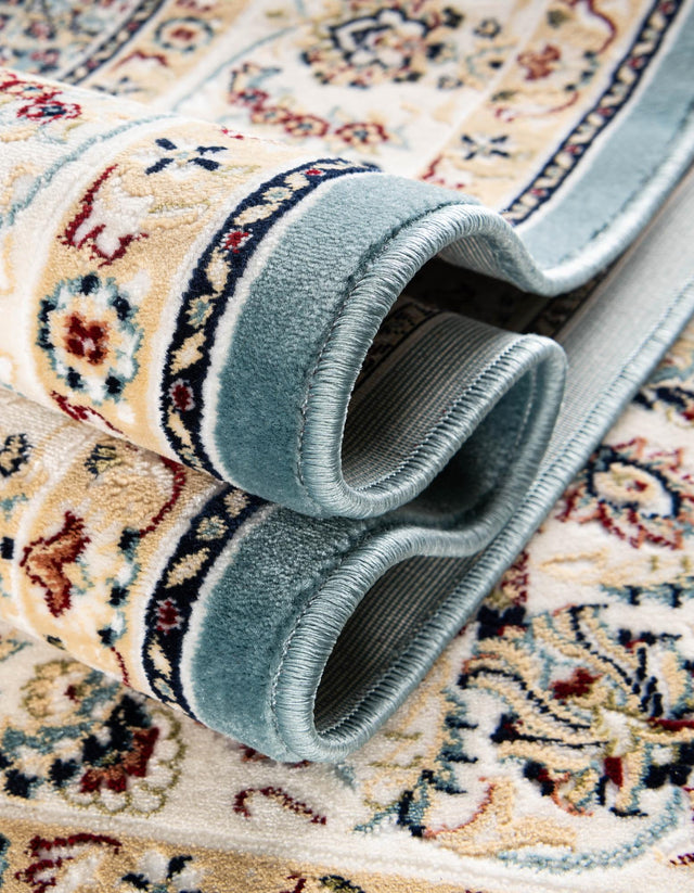 Blue 5' 3 x 5' 3 Narenj Round Area Rug 85% Polypropylene & 15% Polyester Traditional Classic Carpet for Living, Dining, Bedrooms, Office for Sale at Rug Engine