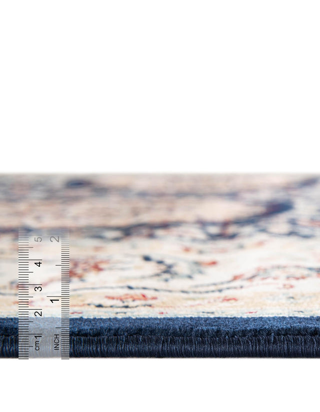 Navy Blue 5' 1 x 5' 1 Narenj Round Area Rug 85% Polypropylene & 15% Polyester Traditional Classic Carpet for Living, Dining, Bedrooms, Office for Sale at Rug Engine