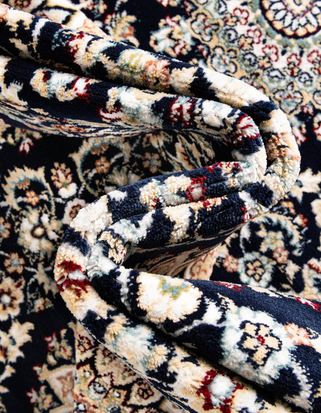 Navy Blue 5' 1 x 5' 1 Narenj Round Area Rug 85% Polypropylene & 15% Polyester Traditional Classic Carpet for Living, Dining, Bedrooms, Office for Sale at Rug Engine