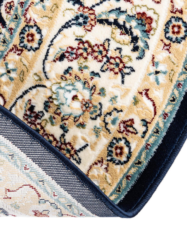 Navy Blue 5' 1 x 5' 1 Narenj Round Area Rug 85% Polypropylene & 15% Polyester Traditional Classic Carpet for Living, Dining, Bedrooms, Office for Sale at Rug Engine