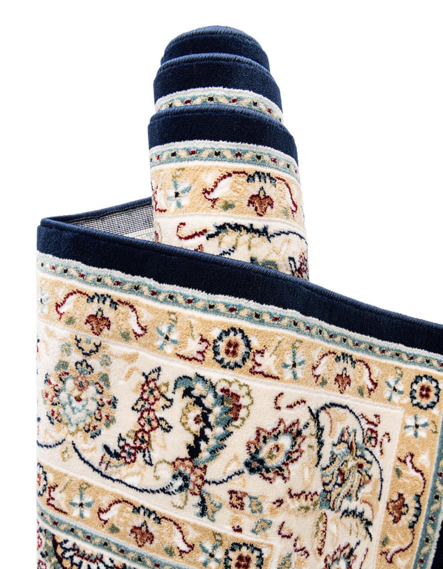 Navy Blue 5' 1 x 5' 1 Narenj Round Area Rug 85% Polypropylene & 15% Polyester Traditional Classic Carpet for Living, Dining, Bedrooms, Office for Sale at Rug Engine