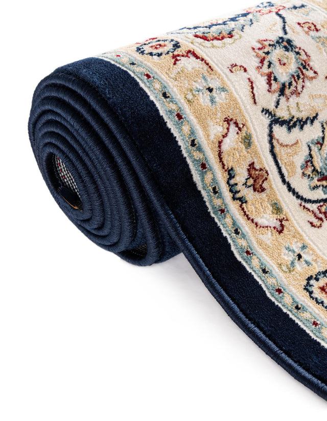 Navy Blue 5' 1 x 5' 1 Narenj Round Area Rug 85% Polypropylene & 15% Polyester Traditional Classic Carpet for Living, Dining, Bedrooms, Office for Sale at Rug Engine