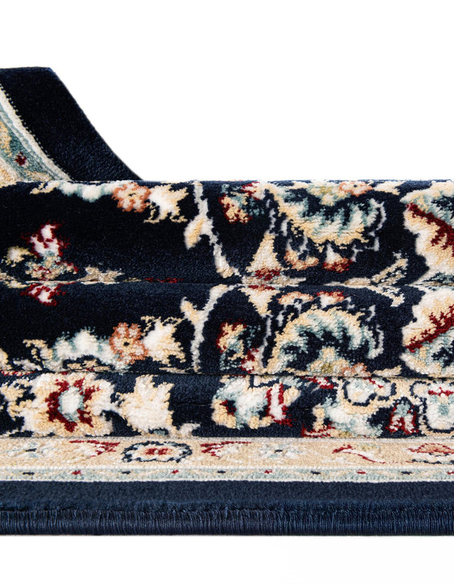 Navy Blue 5' 1 x 5' 1 Narenj Round Area Rug 85% Polypropylene & 15% Polyester Traditional Classic Carpet for Living, Dining, Bedrooms, Office for Sale at Rug Engine