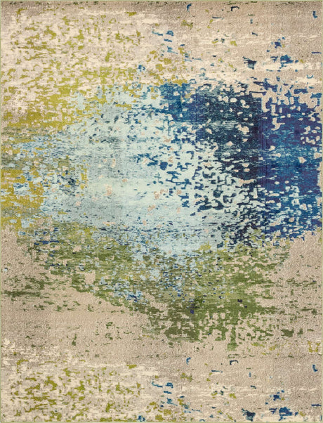 Blue 10' x 13' 1 Estrella Rectangle Area Rug 100% Polypropylene Non-Shedding Stain Resistant Carpet Colorful Modern Abstract Design Easy Clean for Home Decor for Sale at Rug Engine