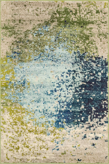 Blue 4' 1 x 6' 1 Estrella Rectangle Area Rug 100% Polypropylene Non-Shedding Stain Resistant Carpet Colorful Modern Abstract Design Easy Clean for Home Decor for Sale at Rug Engine