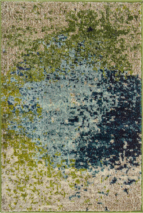 Blue 2' 2 x 3' 1 Estrella Rectangle Area Rug 100% Polypropylene Non-Shedding Stain Resistant Carpet Colorful Modern Abstract Design Easy Clean for Home Decor for Sale at Rug Engine