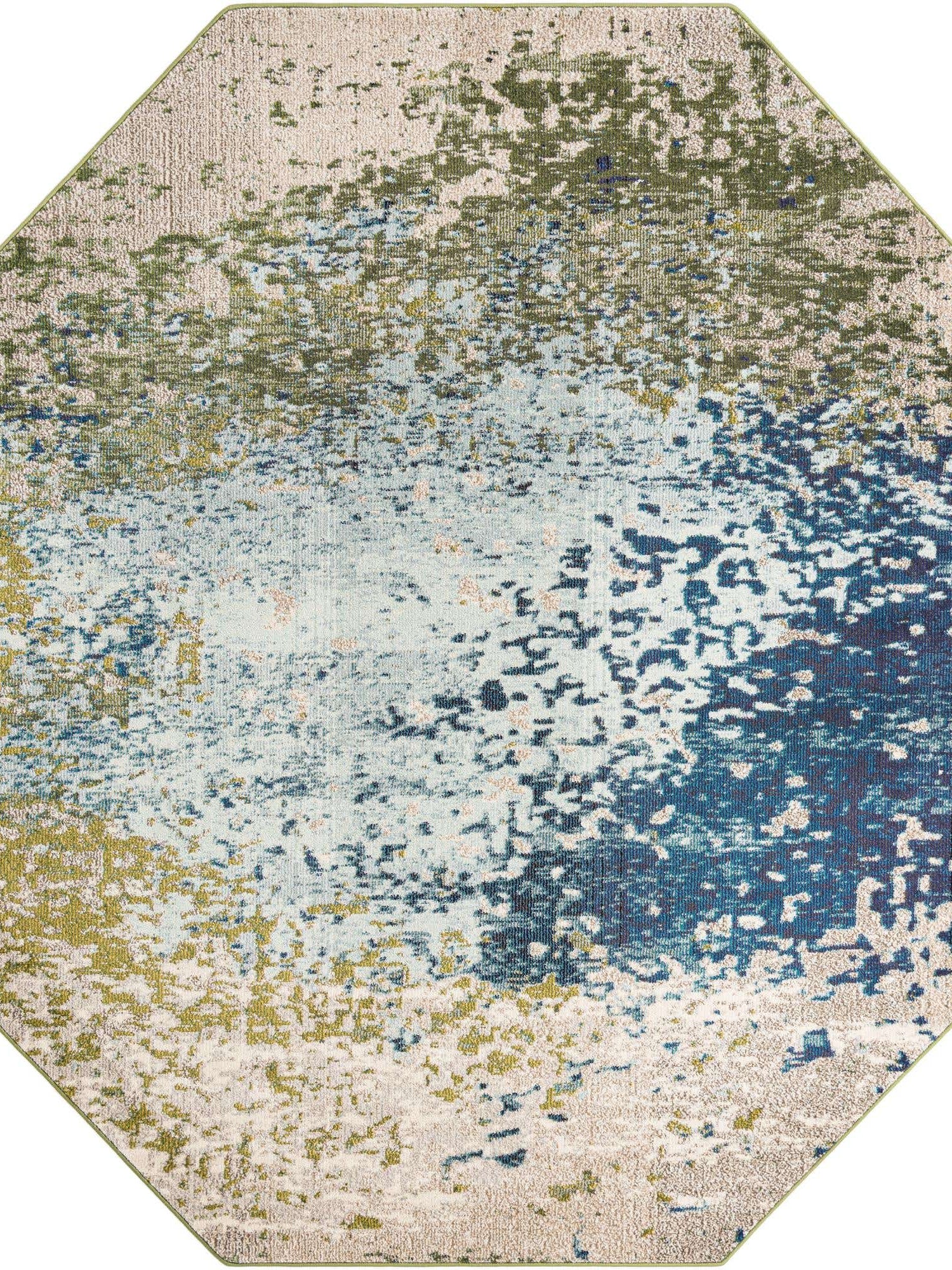 Blue 8' x 8' Estrella Octagon Area Rug 100% Polypropylene Non-Shedding Stain Resistant Carpet Colorful Modern Abstract Design Easy Clean for Home Decor for Sale at Rug Engine