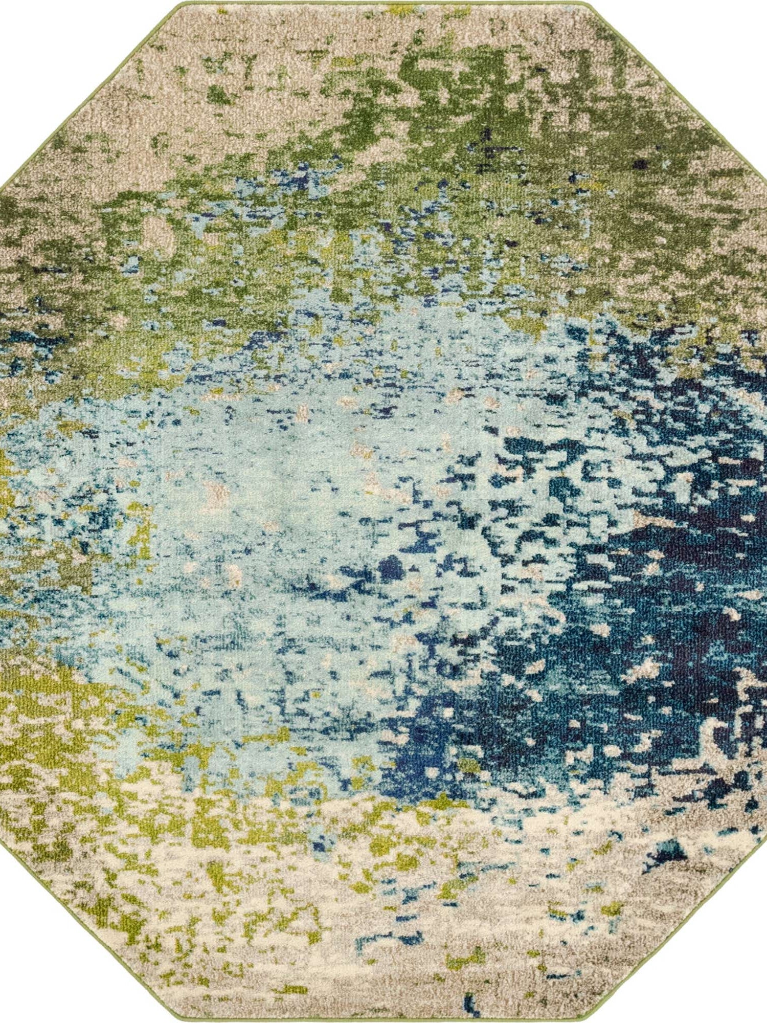 Blue 6' x 6' 1 Estrella Octagon Area Rug 100% Polypropylene Non-Shedding Stain Resistant Carpet Colorful Modern Abstract Design Easy Clean for Home Decor for Sale at Rug Engine