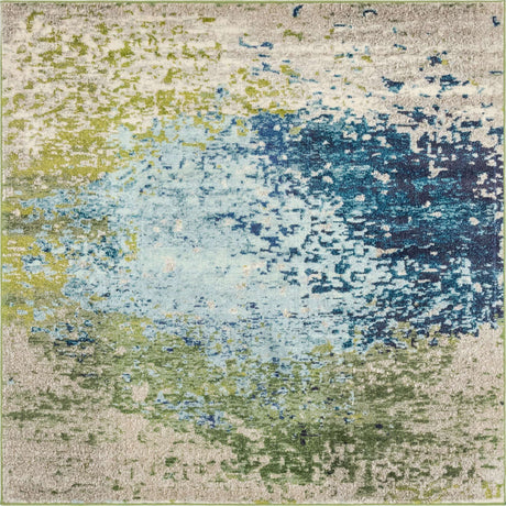 Blue 6' 1 x 6' 1 Estrella Square Area Rug 100% Polypropylene Non-Shedding Stain Resistant Carpet Colorful Modern Abstract Design Easy Clean for Home Decor for Sale at Rug Engine