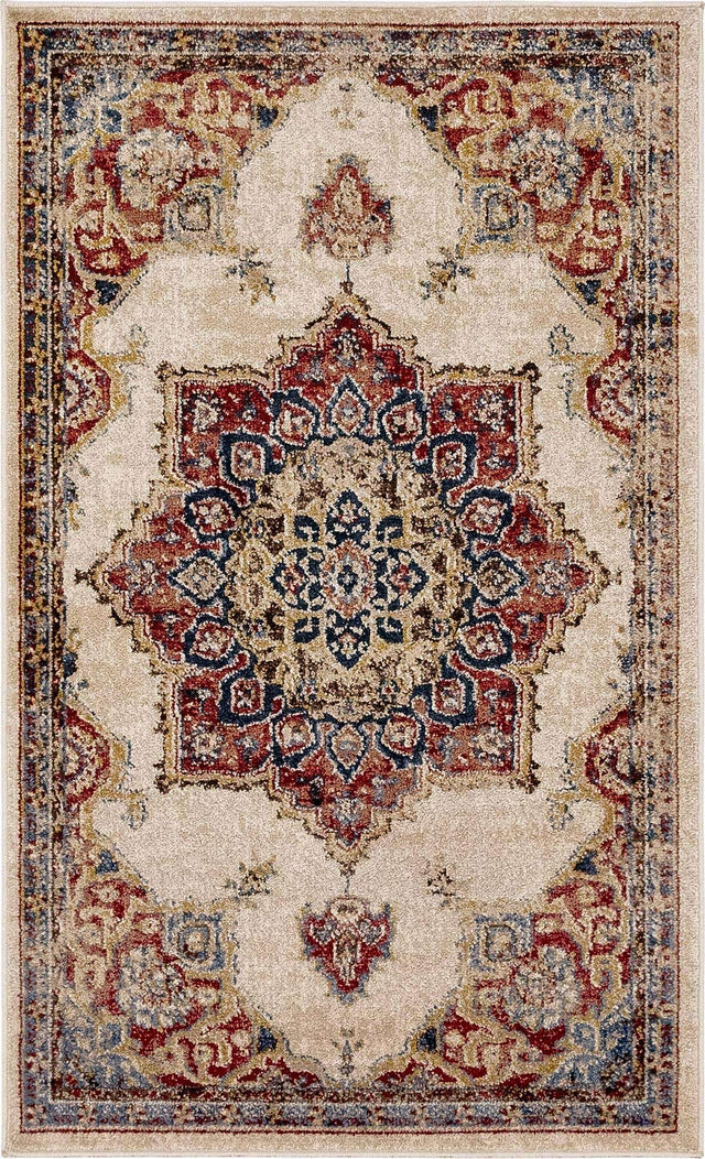 Cream 3' 3 x 5' 3 Utopia Rectangle Area Rug Traditional Vintage Persian Inspired Vivid Color Durable Carpet for Unique Interiors for Sale at Rug Engine