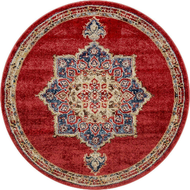 Burgundy 4' 1 x 4' 1 Utopia Round Area Rug Traditional Vintage Persian Inspired Vivid Color Durable Carpet for Unique Interiors for Sale at Rug Engine