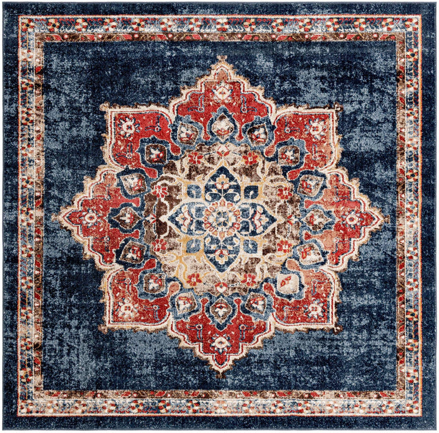 Dark Blue 7' x 7' Utopia Square Area Rug Traditional Vintage Persian Inspired Vivid Color Durable Carpet for Unique Interiors for Sale at Rug Engine