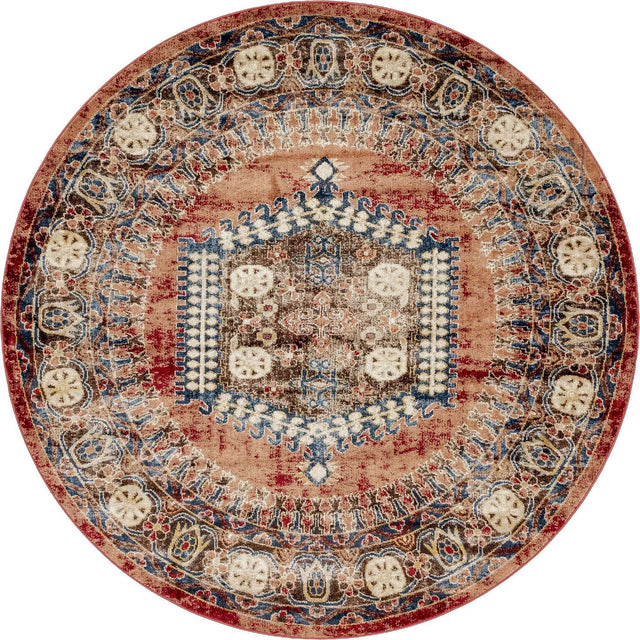 Terracotta 7' x 7' Utopia Round Area Rug Traditional Vintage Persian Inspired Vivid Color Durable Carpet for Unique Interiors for Sale at Rug Engine