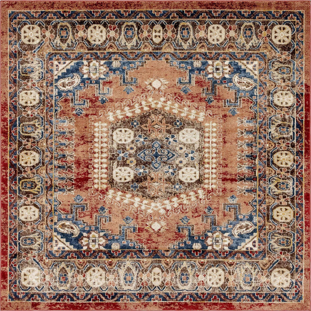 Terracotta 7' x 7' Utopia Square Area Rug Traditional Vintage Persian Inspired Vivid Color Durable Carpet for Unique Interiors for Sale at Rug Engine