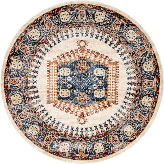 Cream 7' x 7' Utopia Round Area Rug Traditional Vintage Persian Inspired Vivid Color Durable Carpet for Unique Interiors for Sale at Rug Engine
