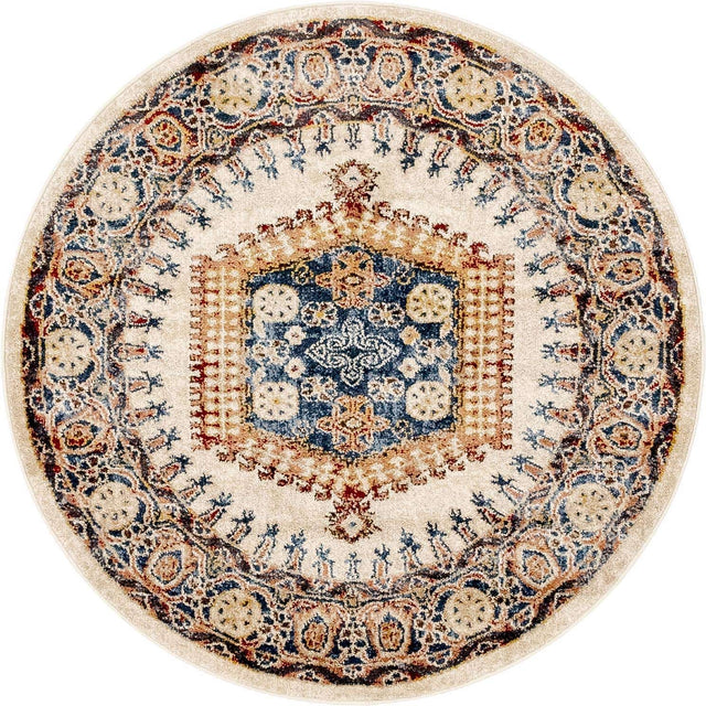 Cream 4' 1 x 4' 1 Utopia Round Area Rug Traditional Vintage Persian Inspired Vivid Color Durable Carpet for Unique Interiors for Sale at Rug Engine