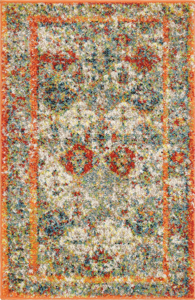 Multicolor 2' x 3' 1 Rosso Rectangle Area Rug Vintage Distressed Faded Traditional Design Carpet for Unique Home Interior Design for Sale at Rug Engine