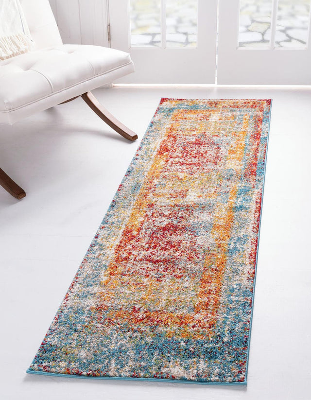 Multicolor 2' x 6' 1 Rosso Runner Area Rug Vintage Distressed Faded Traditional Design Carpet for Unique Home Interior Design for Sale at Rug Engine