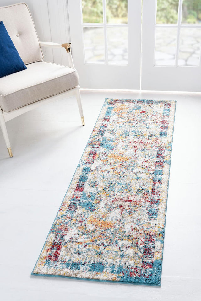 Multicolor 2' x 6' 1 Rosso Runner Area Rug Vintage Distressed Faded Traditional Design Carpet for Unique Home Interior Design for Sale at Rug Engine