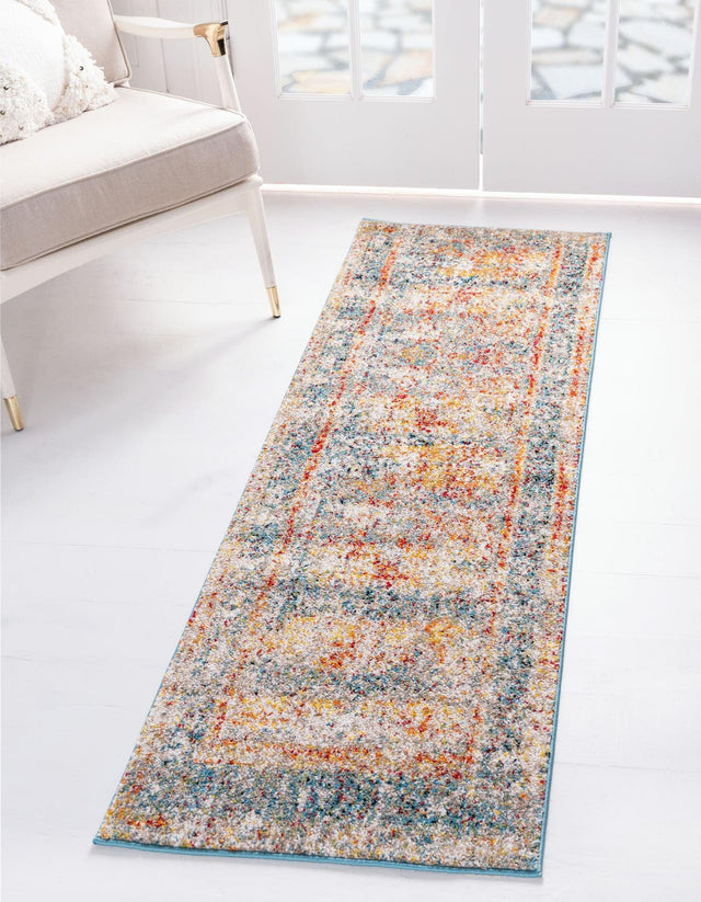Blue 2' 7 x 10' Rosso Runner Area Rug Vintage Distressed Faded Traditional Design Carpet for Unique Home Interior Design for Sale at Rug Engine