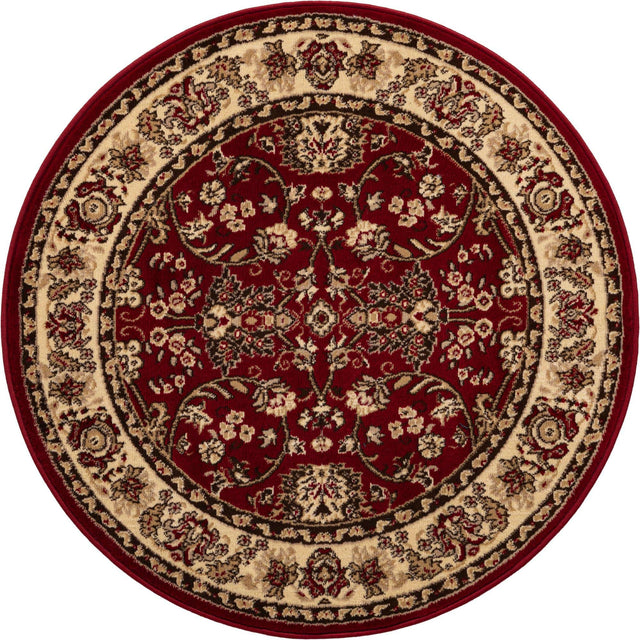 Burgundy 4' 1 x 4' 1 Sialk Hill Round Area Rug 100% Polypropylene Durable Easy Clean Classic Traditional Design Carpet for Interior Design for Sale at Rug Engine