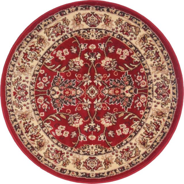 Burgundy 3' 1 x 3' 1 Sialk Hill Round Area Rug 100% Polypropylene Durable Easy Clean Classic Traditional Design Carpet for Interior Design for Sale at Rug Engine