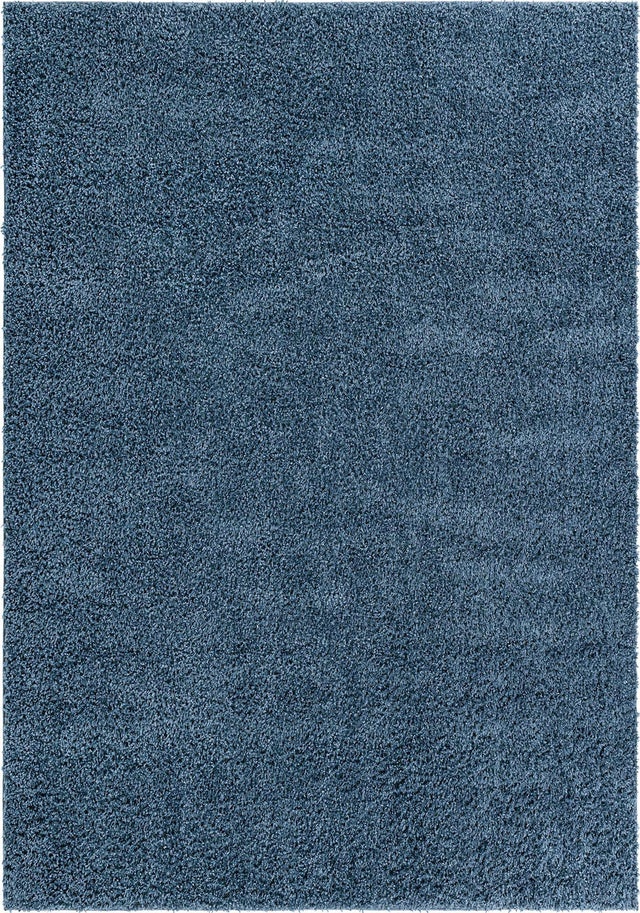 Marine Blue 7' 1 x 10' Davos Shag Rectangle Area Rug Thick Soft Touch Fluffy & Plush Shaggy Pile 100% Polypropylene Carpet for Living Dining Bedrooms Office for Sale at Rug Engine