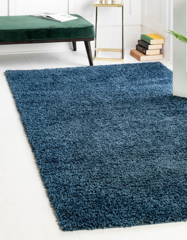 Marine Blue 7' 10 x 10' Davos Shag Rectangle Area Rug Thick Soft Touch Fluffy & Plush Shaggy Pile 100% Polypropylene Carpet for Living Dining Bedrooms Office for Sale at Rug Engine