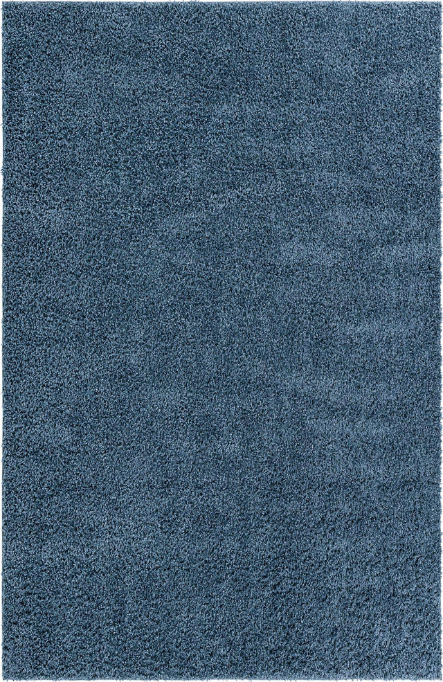 Marine Blue 5' 3 x 8' Davos Shag Rectangle Area Rug Thick Soft Touch Fluffy & Plush Shaggy Pile 100% Polypropylene Carpet for Living Dining Bedrooms Office for Sale at Rug Engine