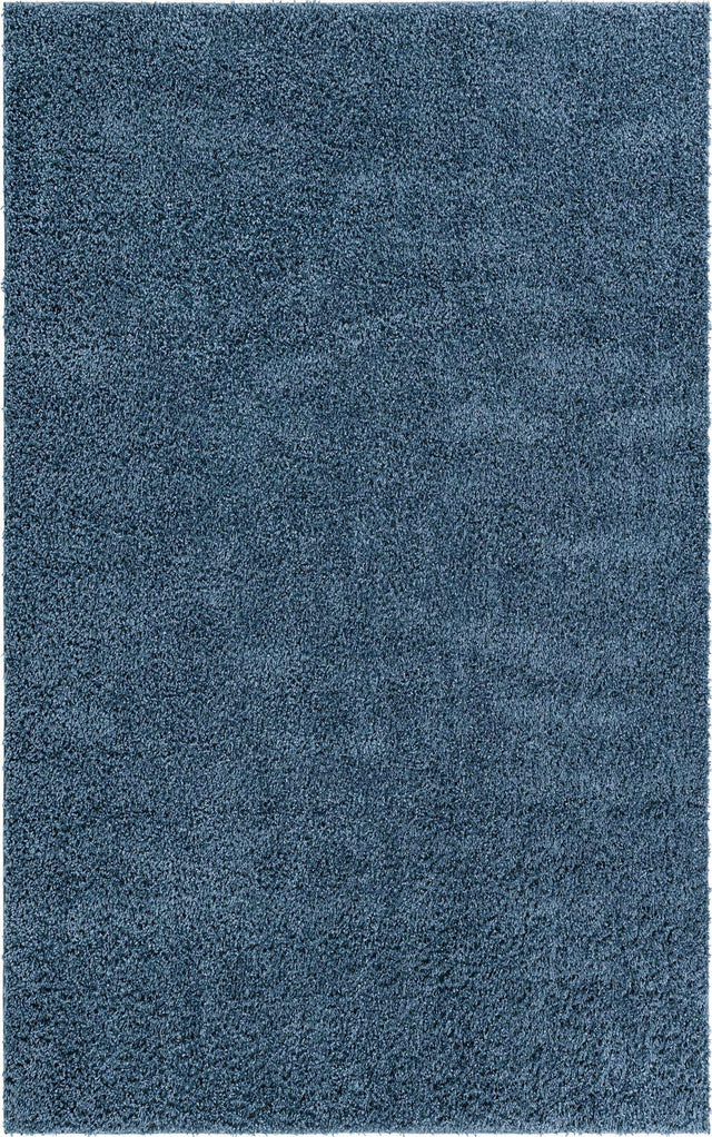 Marine Blue 3' 1 x 5' 3 Davos Shag Rectangle Area Rug Thick Soft Touch Fluffy & Plush Shaggy Pile 100% Polypropylene Carpet for Living Dining Bedrooms Office for Sale at Rug Engine