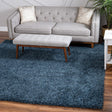 Marine Blue 3' 1 x 3' 1 Davos Shag Square Area Rug Thick Soft Touch Fluffy & Plush Shaggy Pile 100% Polypropylene Carpet for Living Dining Bedrooms Office for Sale at Rug Engine