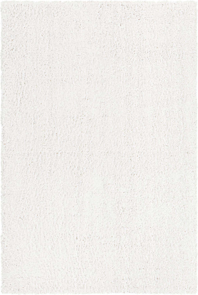 White 4' 1 x 6' 1 Davos Shag Rectangle Area Rug Thick Soft Touch Fluffy & Plush Shaggy Pile 100% Polypropylene Carpet for Living Dining Bedrooms Office for Sale at Rug Engine