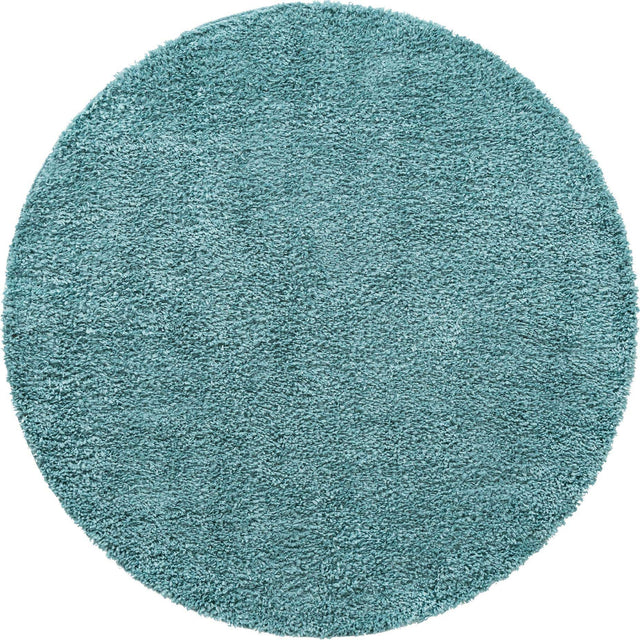 Aqua 5' 3 x 5' 3 Davos Shag Round Area Rug Thick Soft Touch Fluffy & Plush Shaggy Pile 100% Polypropylene Carpet for Living Dining Bedrooms Office for Sale at Rug Engine