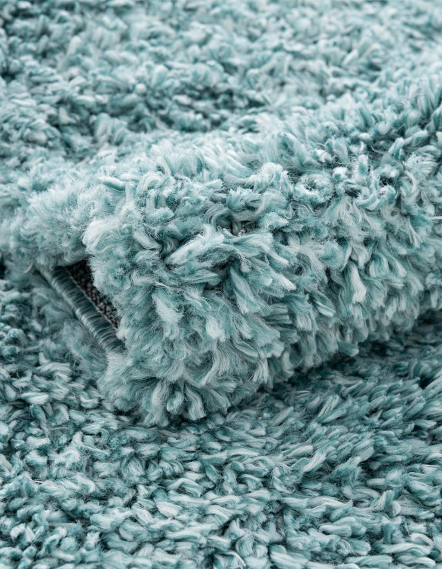Aqua 5' 3 x 5' 3 Davos Shag Round Area Rug Thick Soft Touch Fluffy & Plush Shaggy Pile 100% Polypropylene Carpet for Living Dining Bedrooms Office for Sale at Rug Engine
