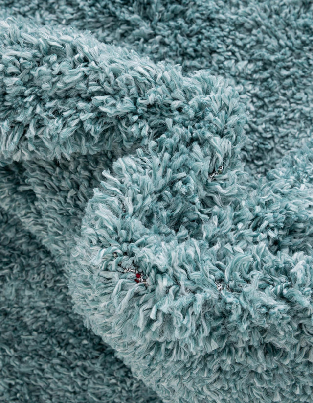 Aqua 5' 3 x 5' 3 Davos Shag Round Area Rug Thick Soft Touch Fluffy & Plush Shaggy Pile 100% Polypropylene Carpet for Living Dining Bedrooms Office for Sale at Rug Engine
