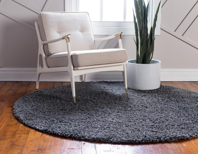 Peppercorn 6' 1 x 6' 1 Davos Shag Round Area Rug Thick Soft Touch Fluffy & Plush Shaggy Pile 100% Polypropylene Carpet for Living Dining Bedrooms Office for Sale at Rug Engine