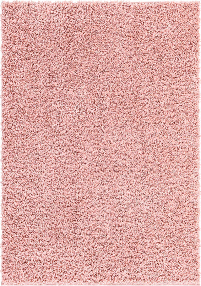 Dusty Rose 7' 1 x 10' Davos Shag Rectangle Area Rug Thick Soft Touch Fluffy & Plush Shaggy Pile 100% Polypropylene Carpet for Living Dining Bedrooms Office for Sale at Rug Engine