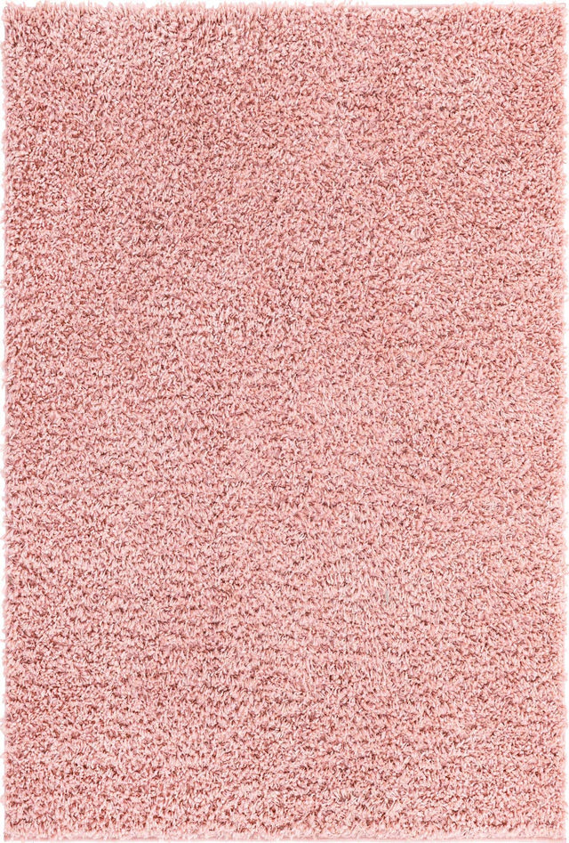 Dusty Rose 4' 1 x 6' 1 Davos Shag Rectangle Area Rug Thick Soft Touch Fluffy & Plush Shaggy Pile 100% Polypropylene Carpet for Living Dining Bedrooms Office for Sale at Rug Engine